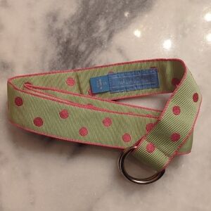 J. McLaughlin Lime Ribbon Belt with Pink Trim Size Small